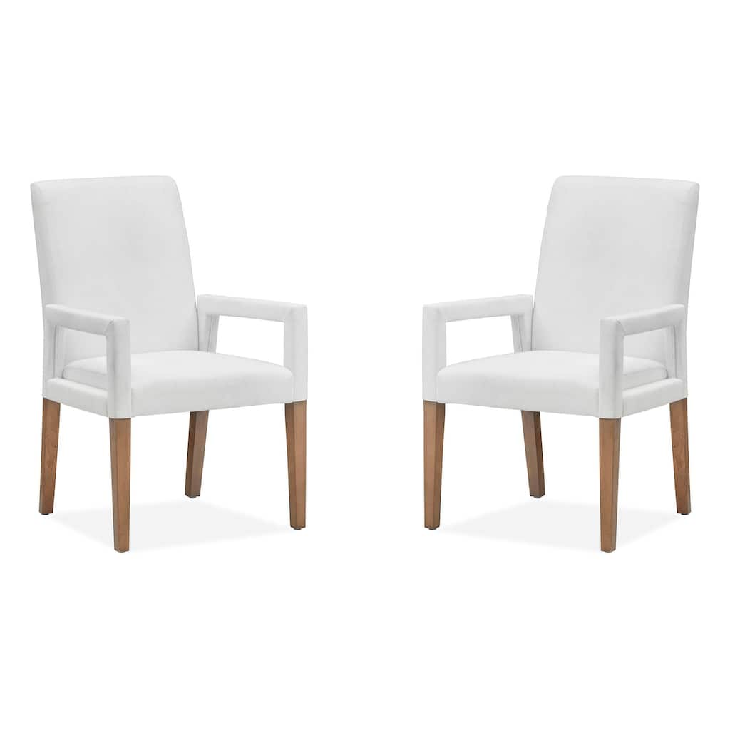 Magnussen Home Lindon Belgian Wheat White Upholstered Arm Chair Two Pack - 23.75''W x 24.13''D x 37.25''H