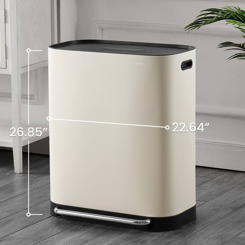 happimess Beni Kitchen Trash/Recycling 16-Gallon Double-Bucket Step-Open Trash Can, Chrome