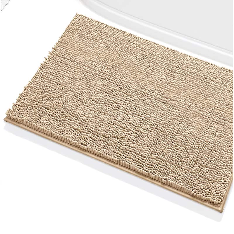 24"x16" - Beige Large Soft Cozy Plush Chenille Bath Mat Bathroom Rug - Beige