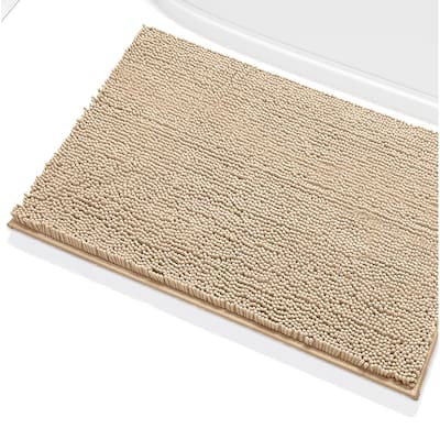 24"x16" - Beige Large Soft Cozy Plush Chenille Bath Mat Bathroom Rug