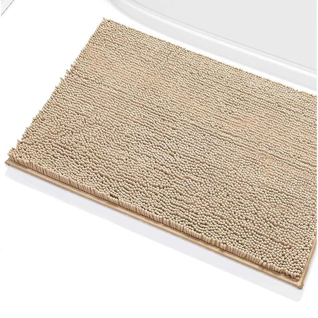 24"x16" - Beige Large Soft Cozy Plush Chenille Bath Mat Bathroom Rug