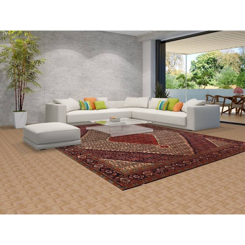 Hand Knotted Oriental 100% Wool Carpet Traditional Medallion Beige & Ivories Bidjar Area Rug - 12' 10'' X 10' 1''