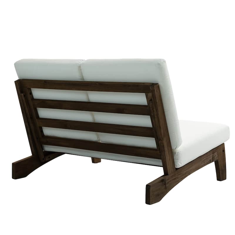 Sectional Wood Furniture 2 Seat Armless Patio Sofa
