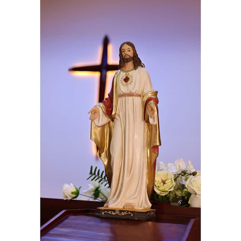 Standing Sacred Heart of Jesus Figurine with Open Hands - 12"