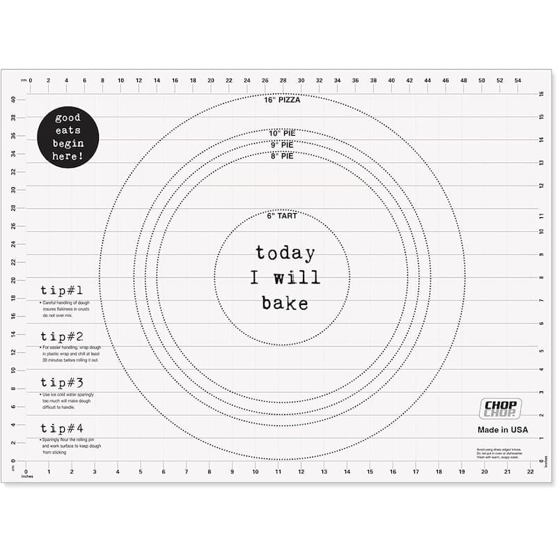 "Today I Will Bake" Large Premium Pastry Mat 24" by 18" Made in the USA Non-slip Food Grade Flexible Plastic - Case Packs - multi