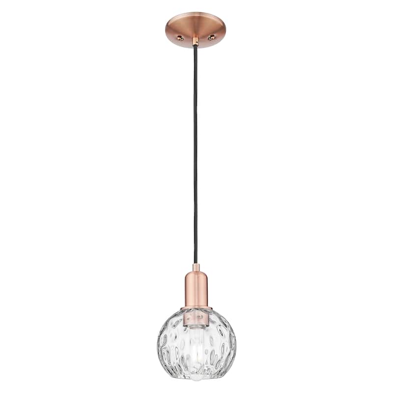 Innovations Lighting Endless Possibilities Arcadia - Athens Water Glass - 1 Light 6" Cord Hung Mini Pendant - Antique Copper