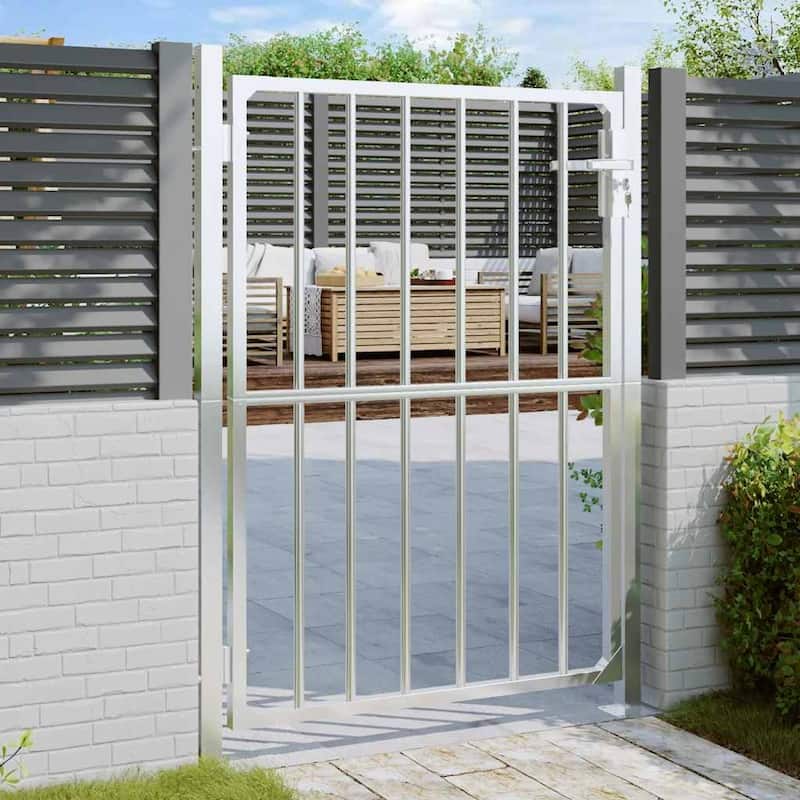 vidaXL Garden Gate Locking Fence Entrance Barrier Patio Lawn Stainless Steel