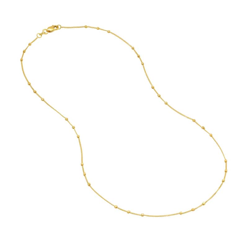 Curata 14k Yellow Gold 1.35mm Triple Cube Saturn Chain Necklace (Lobster)