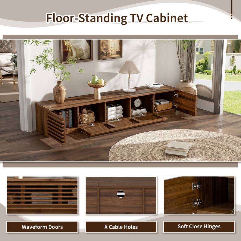 78" Modern TV Stand for TVs up to 85" with Cable Management & Soft-Closing Hinges