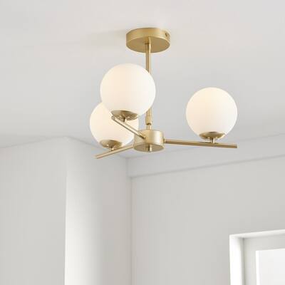 Three Globe Ceiling Light Burnished Brass, 3 T6 Bulb Included
