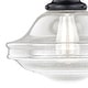 preview thumbnail 9 of 7, Vaxcel Huntley Bronze Farmhouse Clear Glass Schoolhouse Pendant Light - 12-in W x 14.75-in H x 12-in D