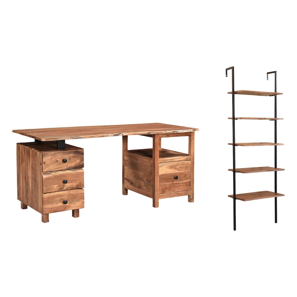 Sienna 2-piece Live Edge Solid Wood Desk Set