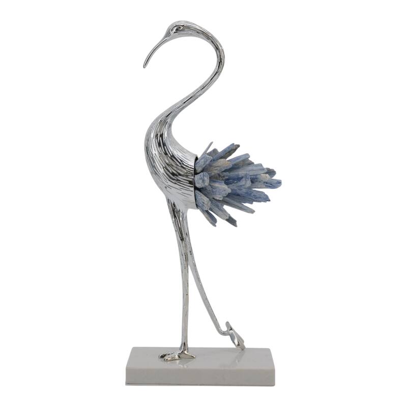 Metal Kyanite Decorative Object Bird Sculpture Handcrafted Accent