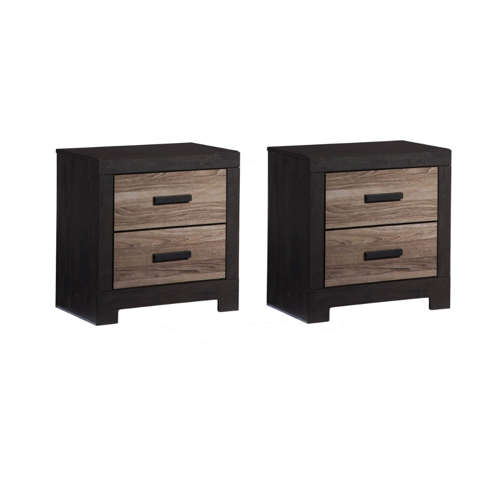 Warm Gray /& Charcoal Contemporary Vintage Bedside Table Ashley Furniture Signature Design Harlinton 2 Drawer Night Stand