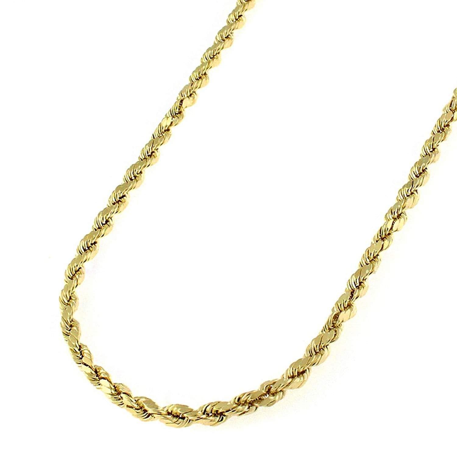 10k Solid Sparkle Cut Cable Chain Necklace Jewelry Gifts for Women in White Gold Yellow Gold Choice of Lengths 14 16 18 20 24 and Variety of mm Options 