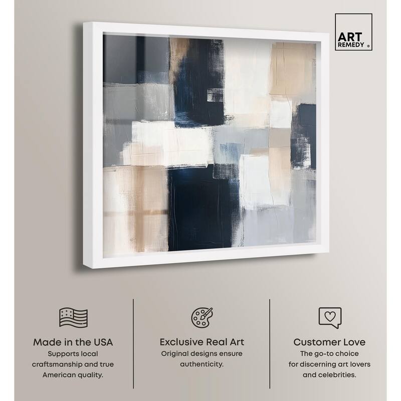 Blue and Tan Abstraction I Shadowbox by Art Remedy