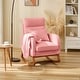 preview thumbnail 1 of 5, EROMMY Rocking Chair Indoor, Glider Chair with Pillow and Blanket, Living Room, Bedroom & Baby Room, Pink/ Beige/Gray Highchair - Pink