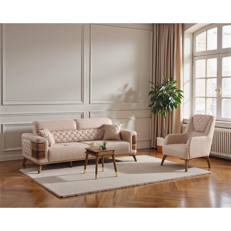 Levanto 3 Pieces Living Room Sets 1 Sofa 2 Chair - Beige