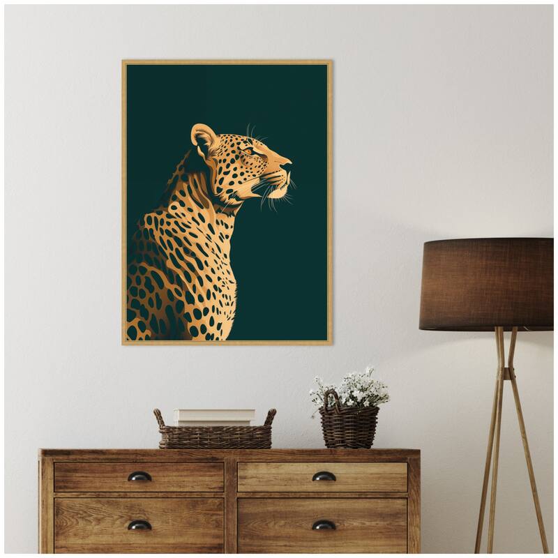 Kate and Laurel Emerald Gilded Cheetah by The Creative Bunch Studio Framed Canvas Wall Art Print