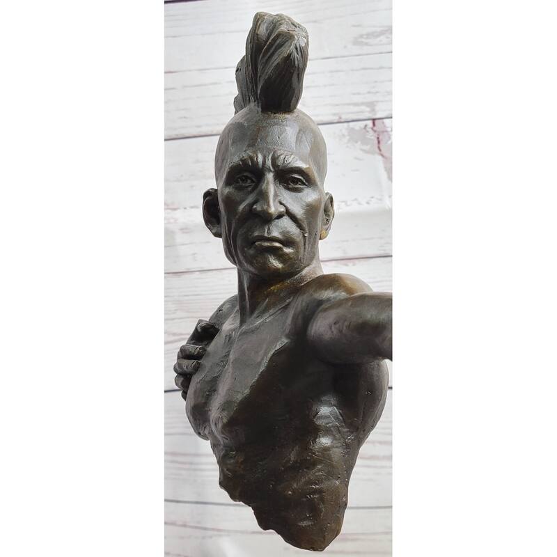 Native American Indian Mohawk Archer Bow Bronze Sculpture Statue Figure 17 Inches