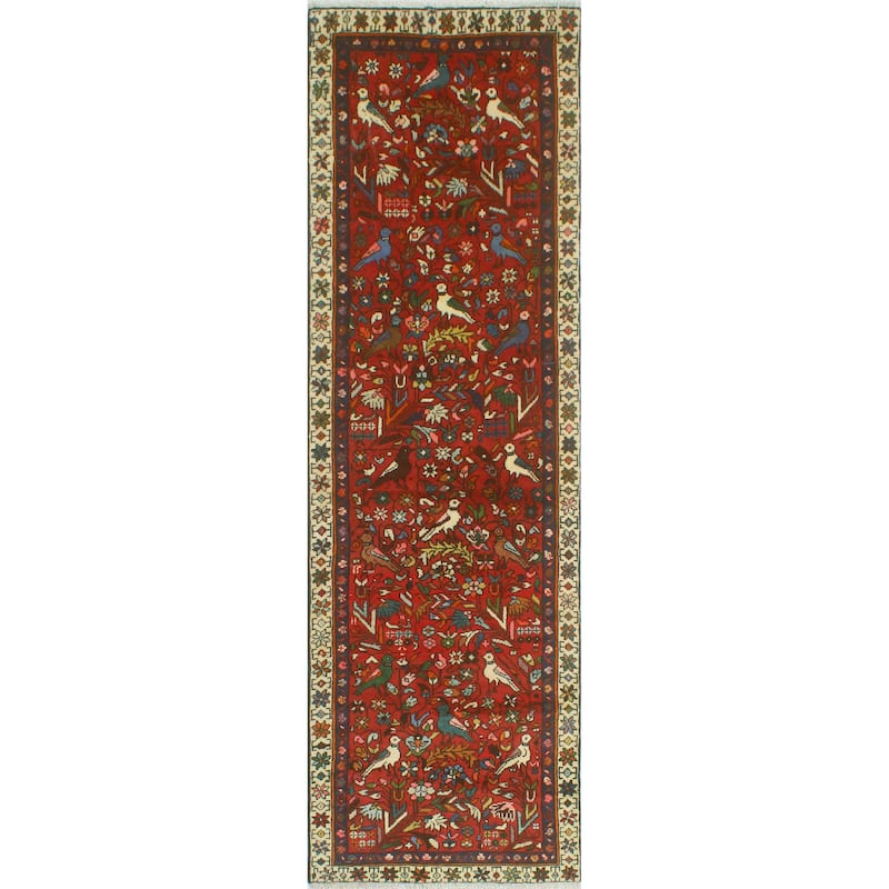 Fine Vintage Distressed Nik Red/Ivory Runner - 2'11" x 9'1"