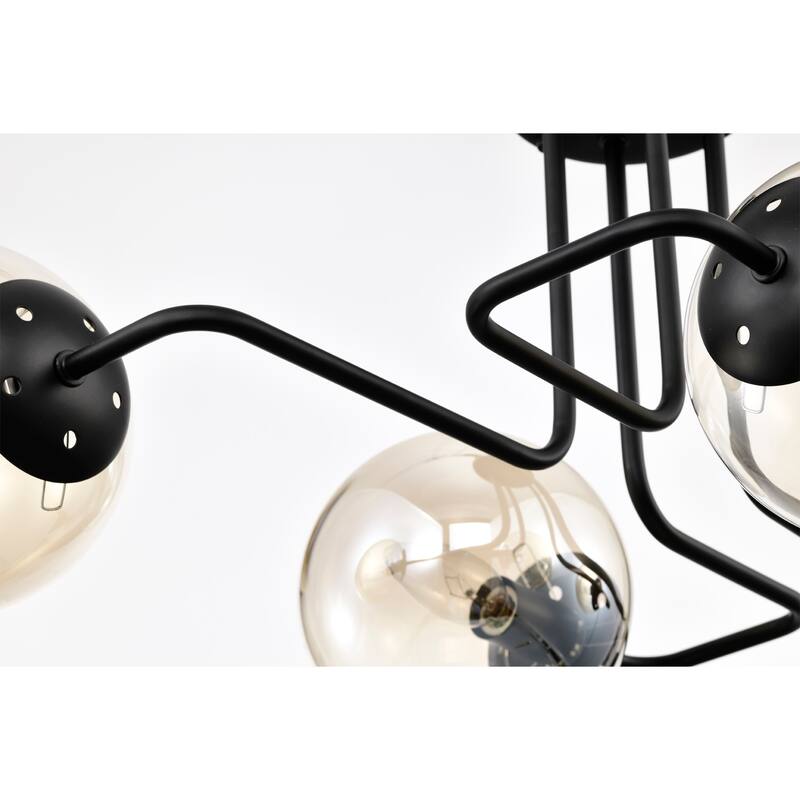 Ziza Modern Semi Flush Mount Ceiling Light with Globe Glass Shade 4 Light
