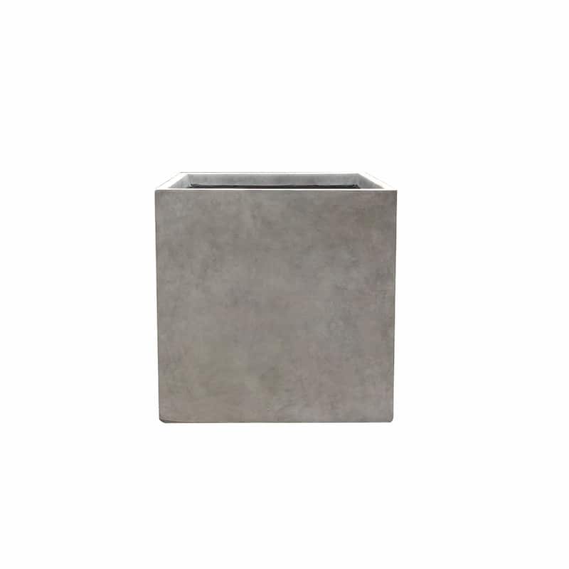 Kante Lightweight Modern Square Planter, Handmade Garden Planter Pot for Indoor Outdoor Use, 10 Inch Tall, Weathered Concrete