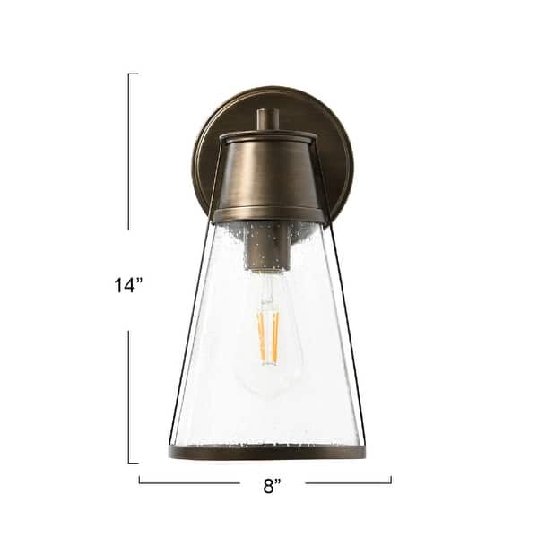 dimension image slide 2 of 3, Robert Stevenson Lighting Jaxon - Metal and Seedy Glass Wall Sconce