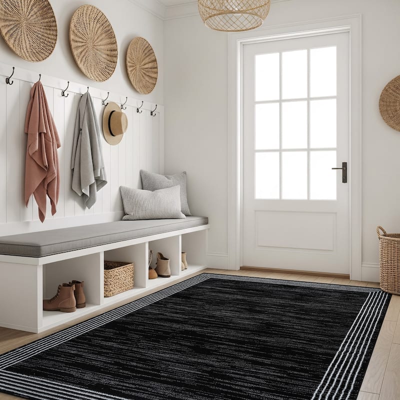 World Rug Gallery Modern Geometric Border Area Rug - 4' x 6'