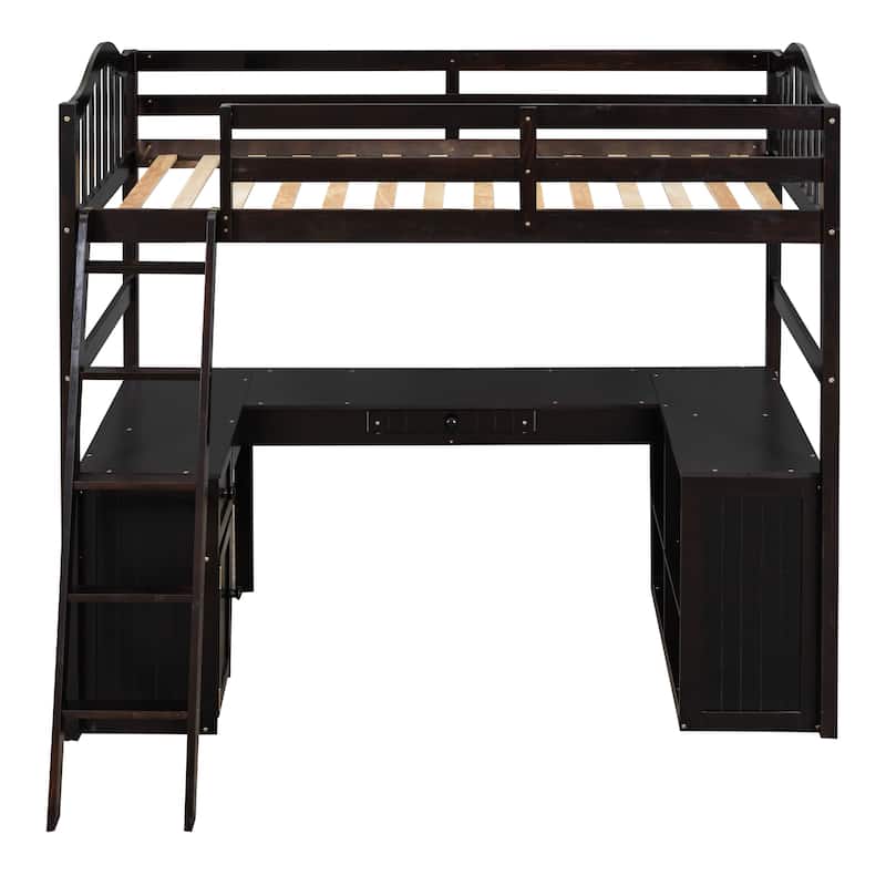 Loft Bed with Drawers, Shelves and Desk, Wooden Loft Bed with Desk Bed Bath & Beyond