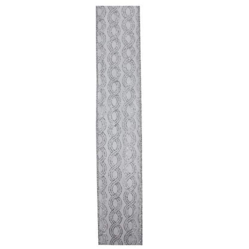 Silver Shimmering Swirl Christmas Wired Craft Ribbon 2.5" x 10 Yards