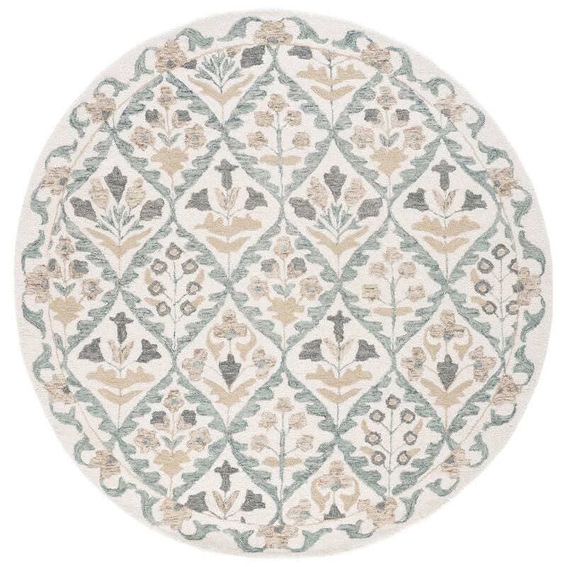 SAFAVIEH Handmade Metro Nechama Wool Rug - 6' Round - Ivory/Grey