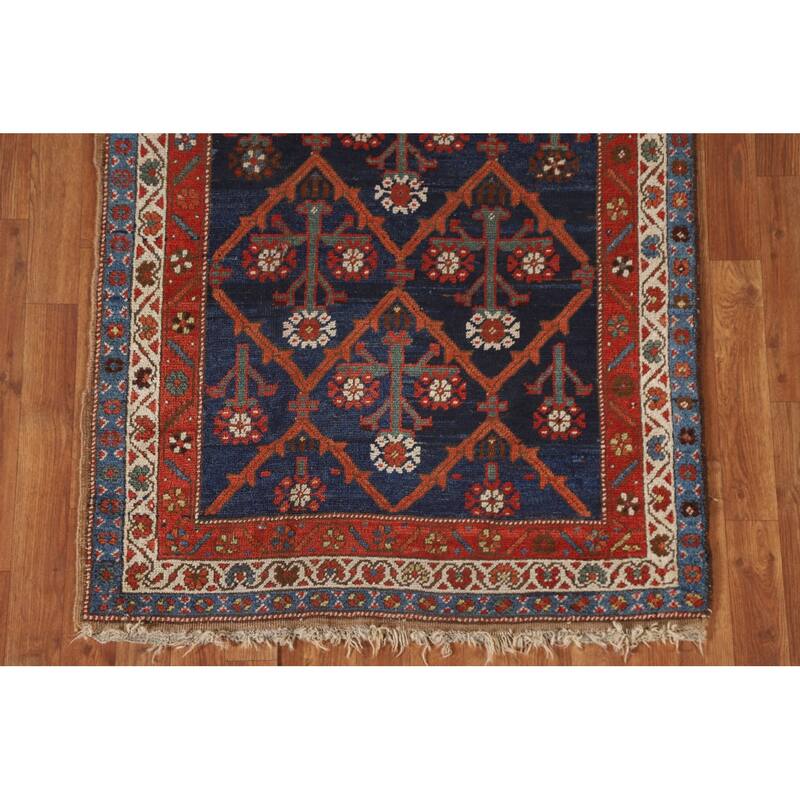 Antique Heriz Bakhshayesh Persian Runner Rug Handmade Wool Carpet - 3'5"x 13'2"