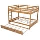 preview thumbnail 4 of 24, Queen Over Queen Size Bunk Bed with Trundle, Ladder and Guardrail, Wooden Bunk Bedframe with Wood Slats Support for Kids