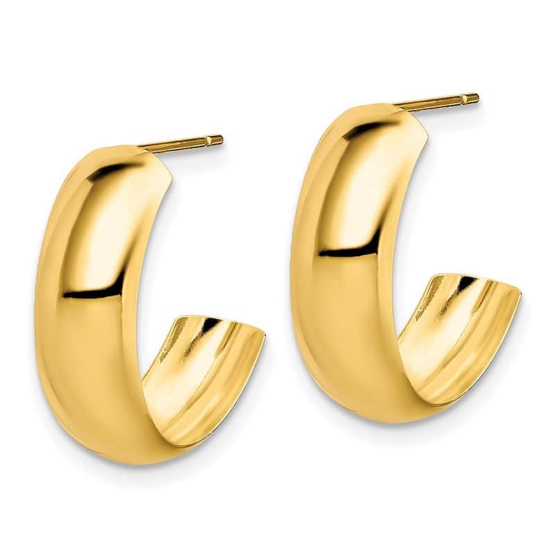 Curata 10k Yellow Gold Polished J hoop Earrings - 19.75x6.23mm