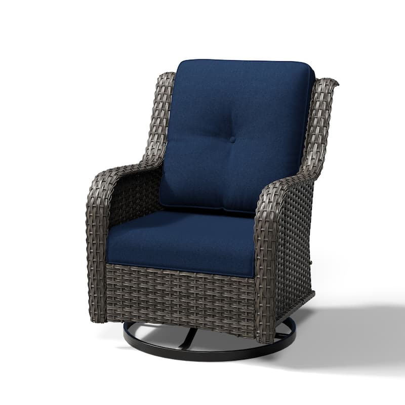 Cozywor Brown Wicker Patio Swivel Rocking Chair