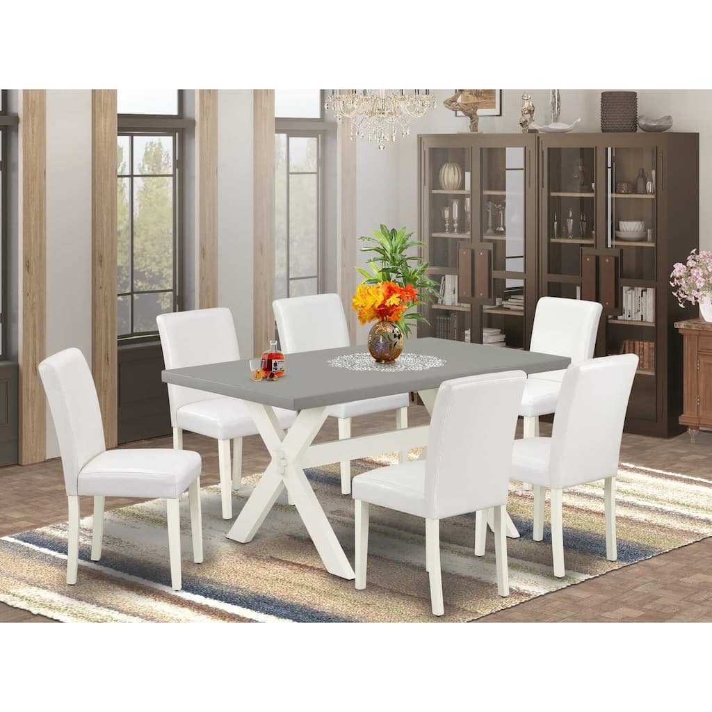 HomeStock 7-Pc Rectangle Natural Oak Finish Solid Wood Top Dining Table with 6-Chairs