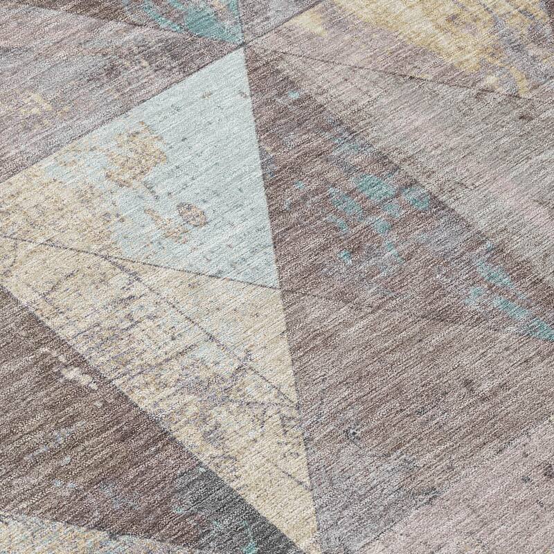 Machine Washable Indoor/ Outdoor Contemporary Diamonds Chantille Rug