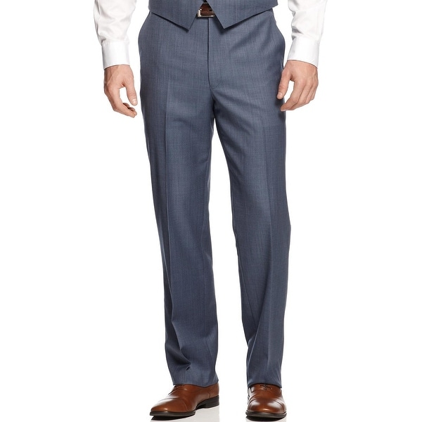 SHAQUILLE O'NEAL Big and Tall Flat Front Dress Pants Blue 56 Waist Regular $150. Opens flyout.