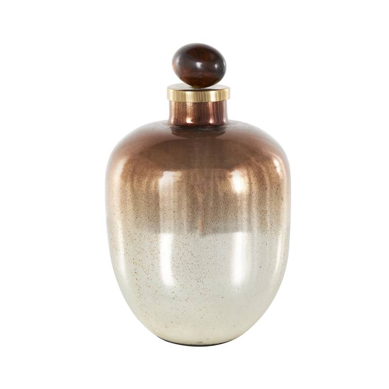 Copper Glass Speckled Ombre Living Room Decorative Jars with Textured Top Knob and Gold and Beige Accents