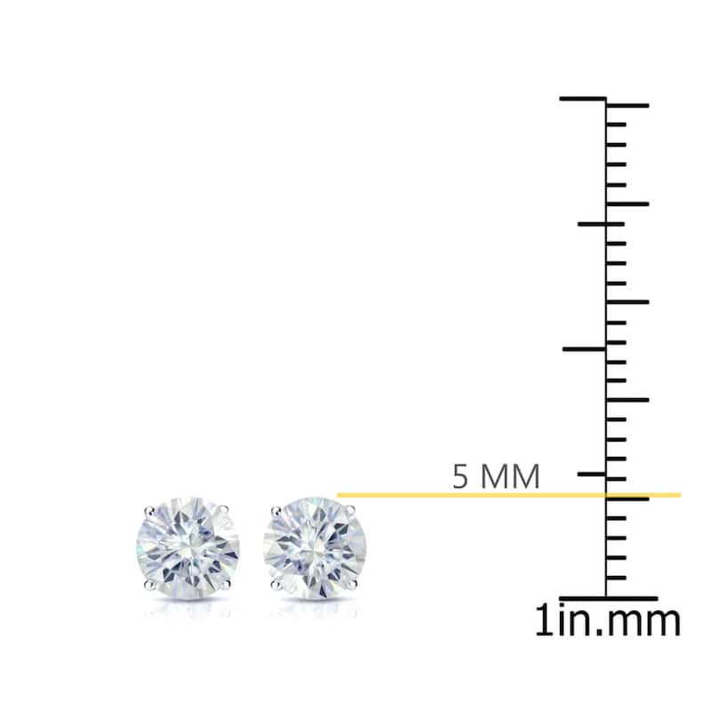 Auriya 1 carat TW Round Moissanite Stud Earrings 14k Gold 4-Prong Basket - 5 mm