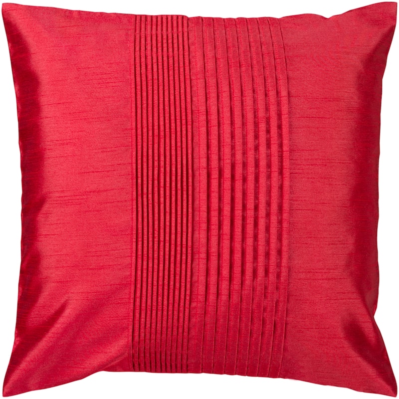 Livabliss Hind Decorative 18-inch Shiny Square Pleated Throw Pillow - Cover Only - Venetian Red