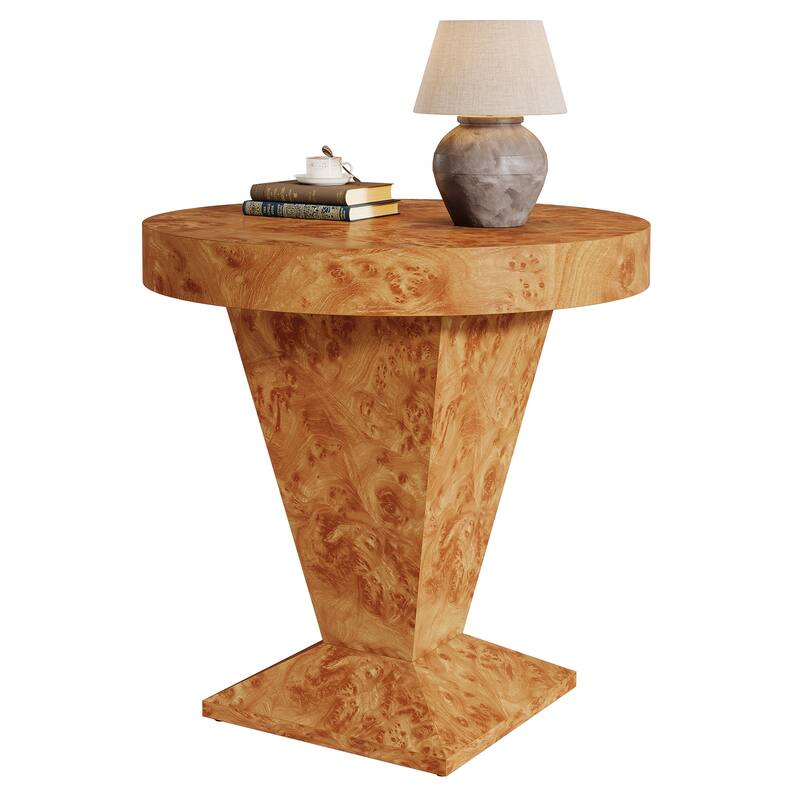 Modern Round Side Table, 23.62-Inch Pedestal End Table