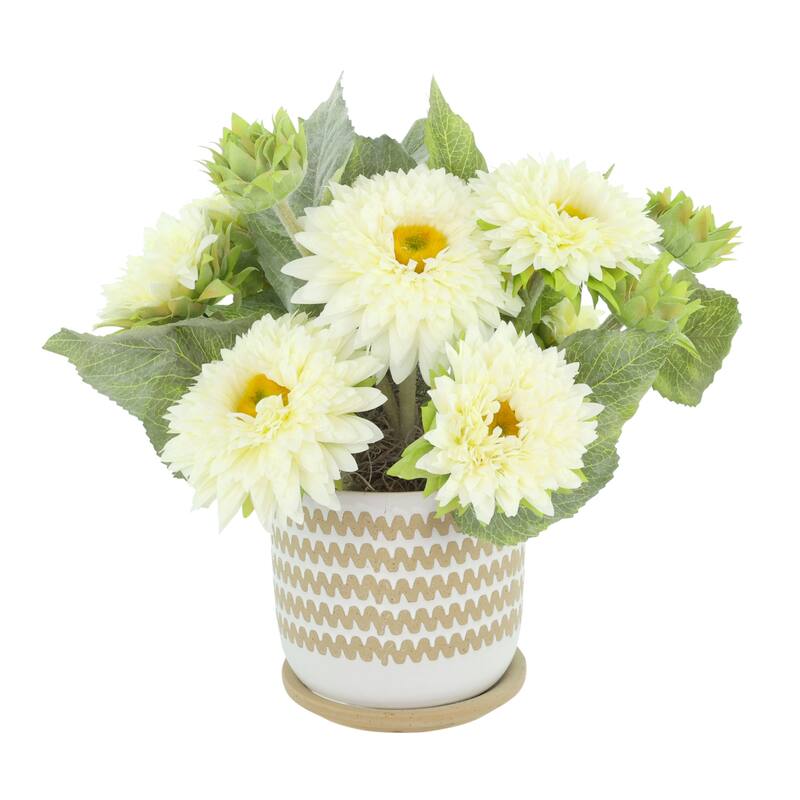 Sunflowers Arranged in a Ceramic Pot