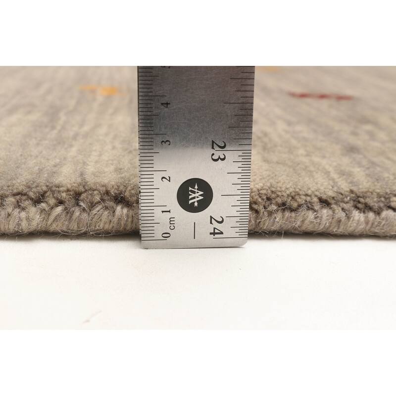 ECARPETGALLERY Hand Loomed Kashkuli Gabbeh Grey Wool Rug - 2'7 x 7'6