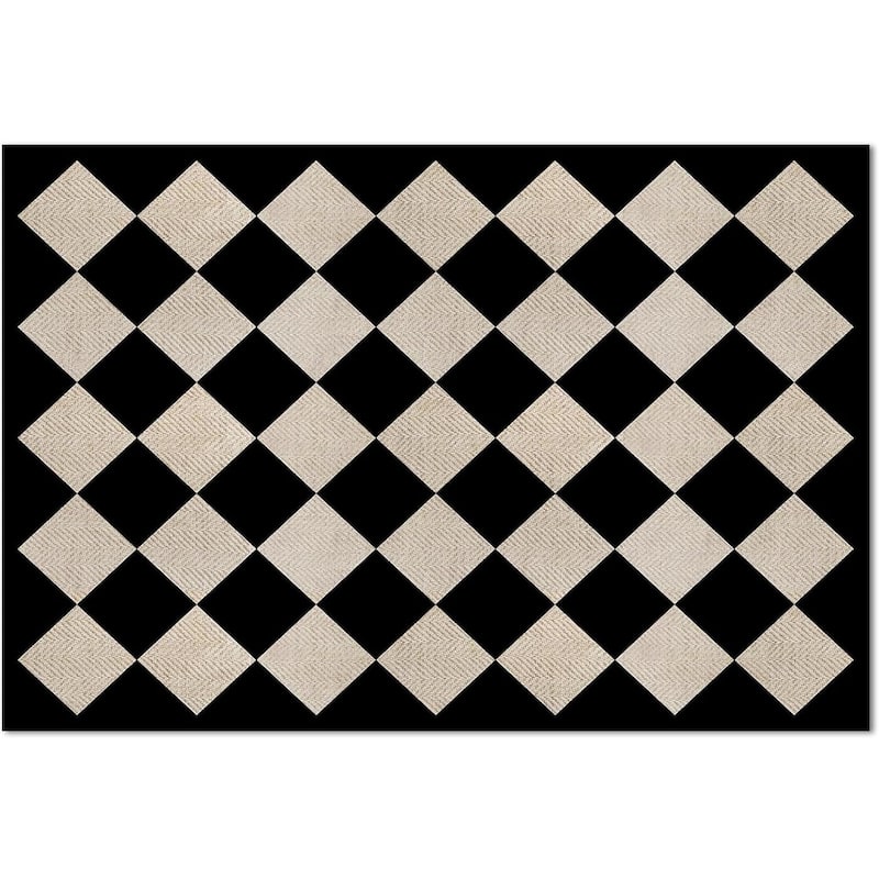 Diamonds Neutral Stripes Design Deco-Floormat, Waterproof, Low Profile, Eco-Friendly Non Slip, Made in The USA (3' x 2') - Multi-Color