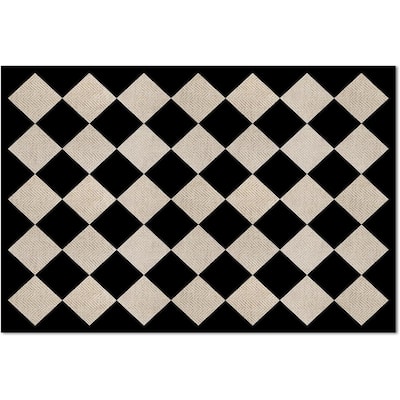 Diamonds Neutral Stripes Design Deco-Floormat, Waterproof, Low Profile, Eco-Friendly Non Slip, Made in The USA (3' x 2')