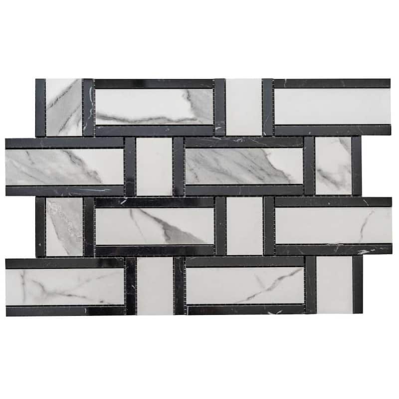 Stately Tre Basketweave 9.5x14 Porcelain Mosaic Tile - Floor, Wall, Backsplash