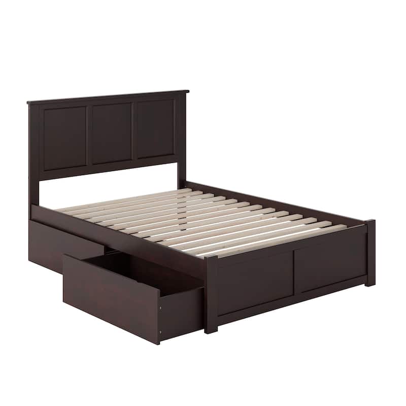 Madison Full Platform Bed with 2 Drawers in Espresso