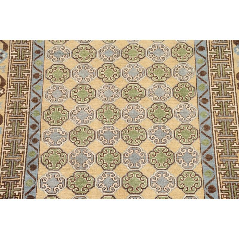 Vegetable Dye Khotan Oriental Wool Area Rug Hand-knotted Office Carpet - 6'4" x 9'4"